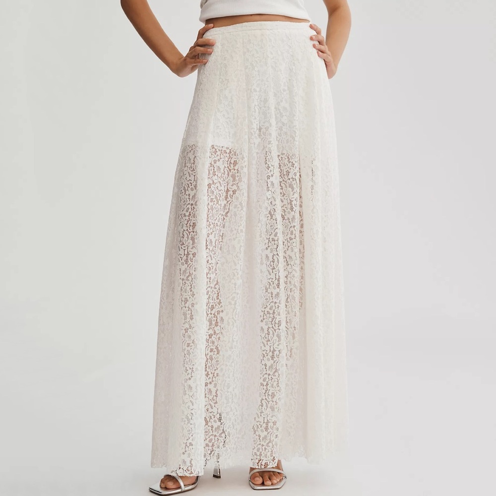 NWT Anthropologie Mare Mare Sheer Lace Skirt White Size M Medium - Picture 3 of 4